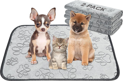 Qeils Wiederverwendbare Welpenunterlagen, 2er-Pack waschbare Welpenunterlagen, wasserdichte und rutschfeste Unterlage, saugfähige und auslaufsichere Trainingsmatten für Toilette, Box, Laufstall, Bett, Sofa, 45,7 x 61 cm