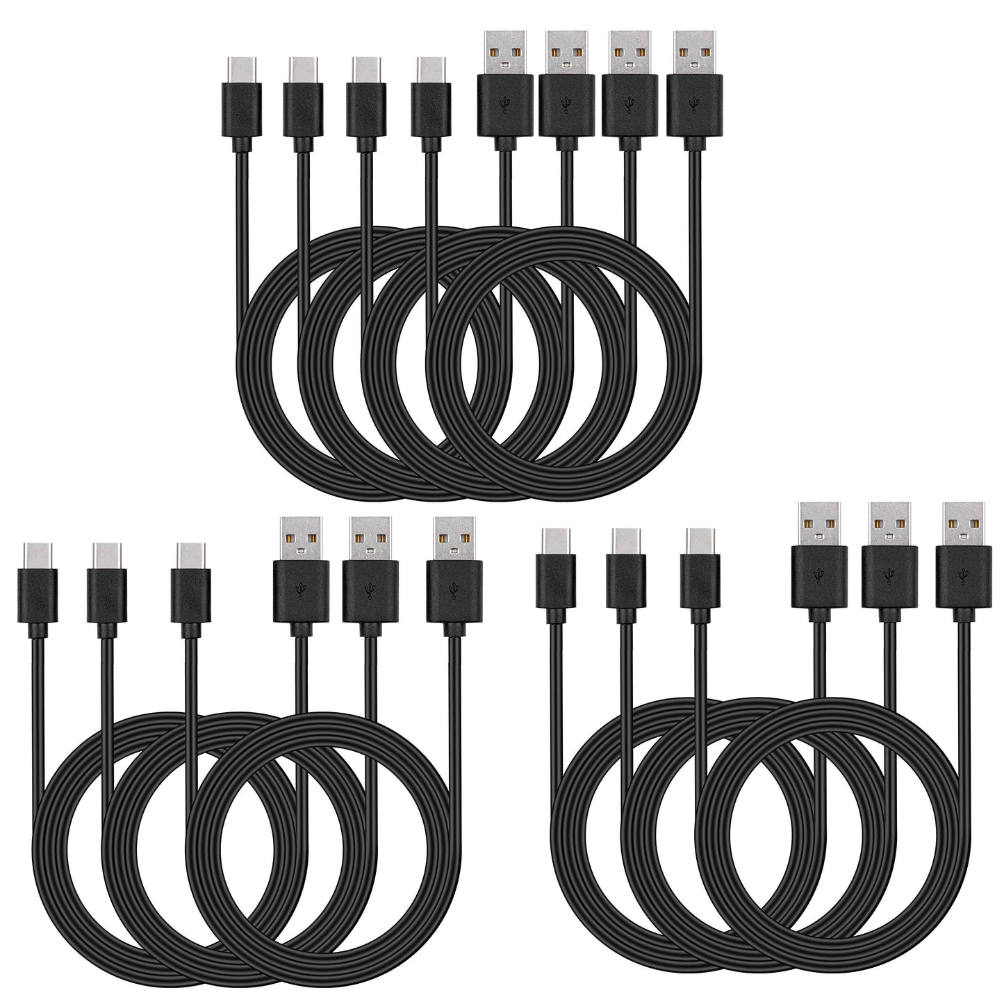 Smays USB-C-Kabel, 10er-Pack, 0,9 m, Typ-C-Handyladegerät, Schwarz