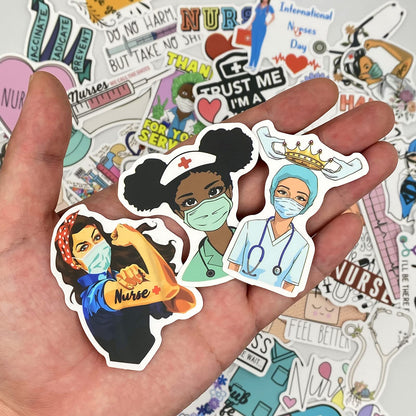 Aowplc 50 Stück Krankenschwester-Aufkleber, Vinyl-Aufkleber für Laptops und Wasserflaschen, Pflegeaccessoires für den Beruf 