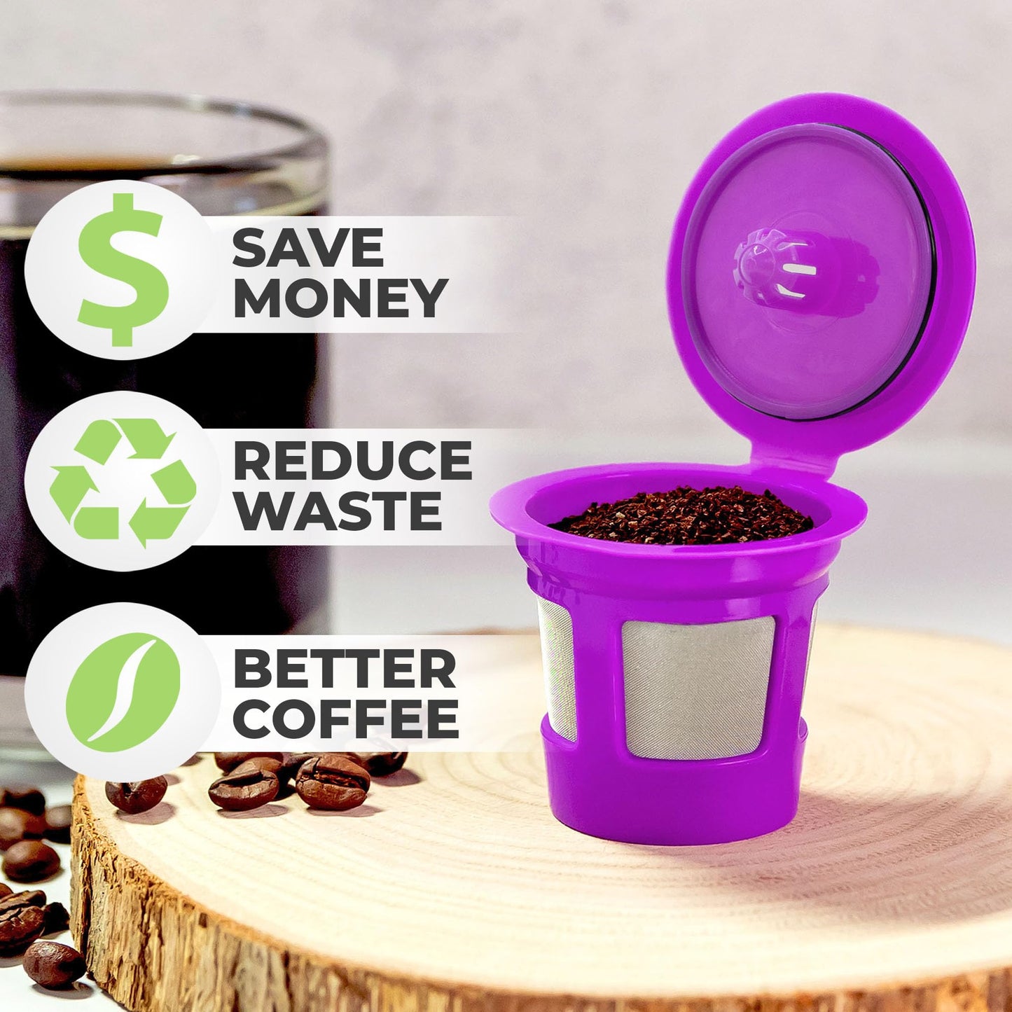 Perfect Pod 1-Stream Cafe Save Wiederverwendbare K-Cup-Kaffeefilter – Nachfüllbare Kaffeekapseln mit integriertem Sieb für Keurig &amp; Select Einzelportions-Kaffeemaschinen, 4er-Packung