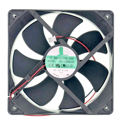 PY-1225H12S DC12V 0.35A 120×120mm×25mm 12CM 12025 Ice Maker Fan, 2-Wire DC BRUSHLESS Ice Machine Fan