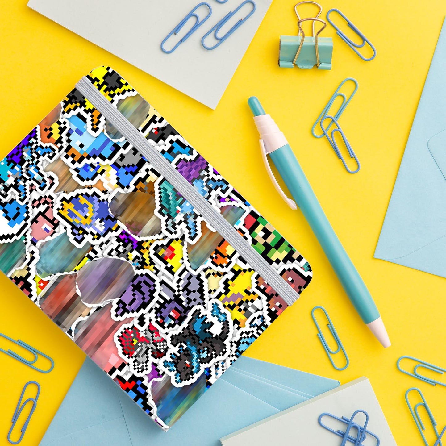 Pounchi Retro Pixel Anime-Sticker (50 Stück, groß) Ästhetische Cartoon-PVC-Sticker, Geschenke für Laptop, Wasserflasche, Skateboard, Partyzubehör, Dekorationen für Teenager