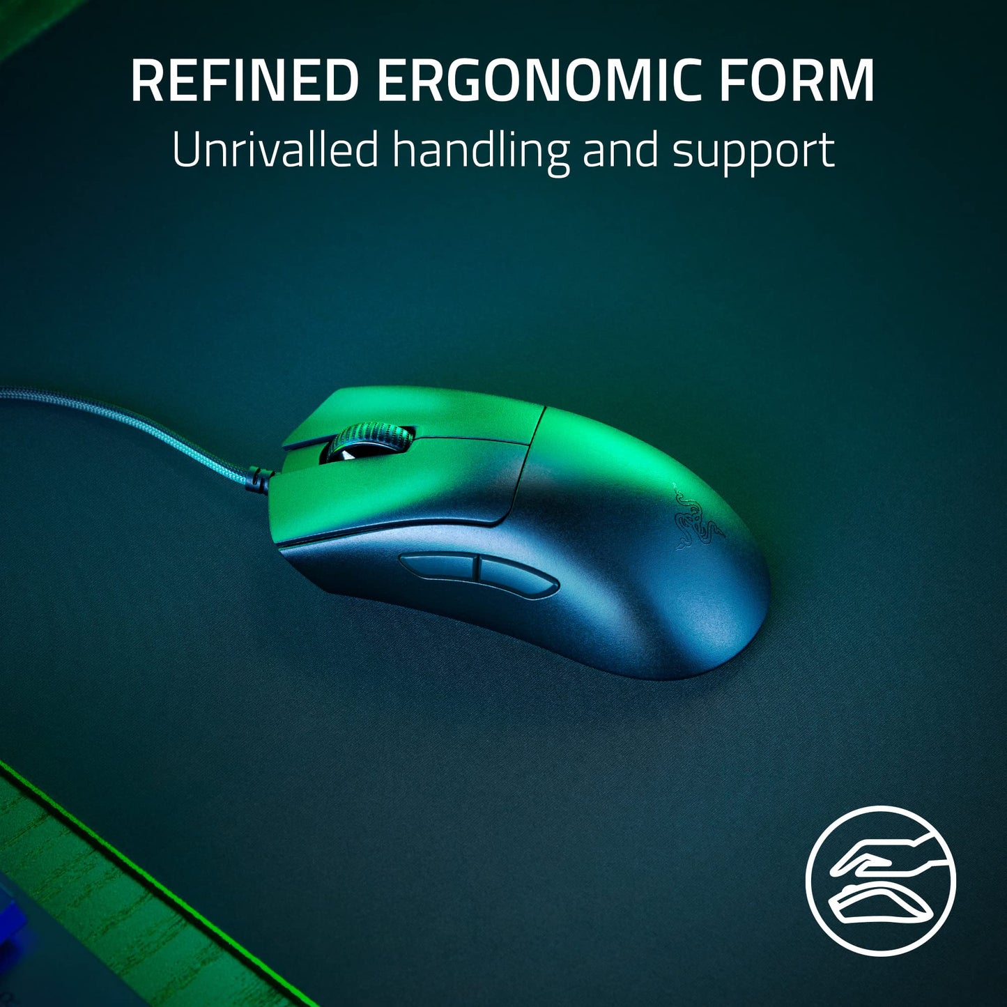Razer DeathAdder V3 Kabelgebundene Gaming-Maus: Ultraleicht (59 g) – Optischer Focus Pro 30K-Sensor – Schnelle optische Schalter der 3. Generation – 8.000 Hz HyperPolling – 6 programmierbare Tasten – Ergonomisches Design – Speedflex-Kabel – Schwarz