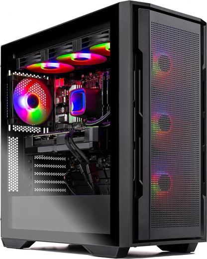 Skytech Gaming Rampage Desktop-PC, Ryzen 7 9700X 3,8 GHz (5,5 GHz), NVIDIA RTX 5070 Ti 16 GB, 1 TB Gen4 NVMe SSD, 32 GB DDR5 RAM 5600 RGB, 850-W-Gold-ATX-3-Netzteil, 360-mm-ARGB-AIO-Wasserkühlung, WLAN, Windows 11