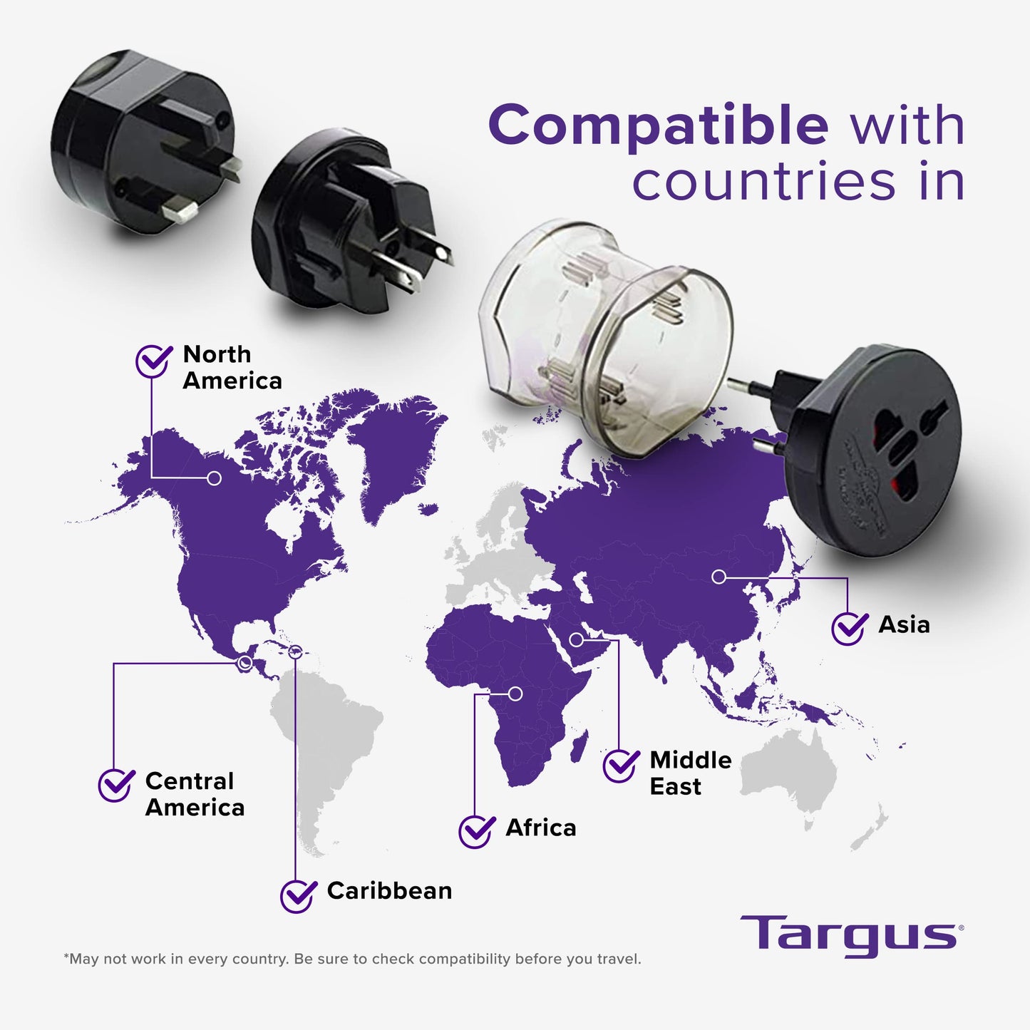 Targus Universal-Reiseadapter, internationaler Steckeradapter, weltweiter Reiseadapter für Europa, Großbritannien, Asien, Afrika, Lateinamerika, Naher Osten und Nordafrika sowie die USA, Reisesteckeradapter und Spannungswandler (APK01US1)
