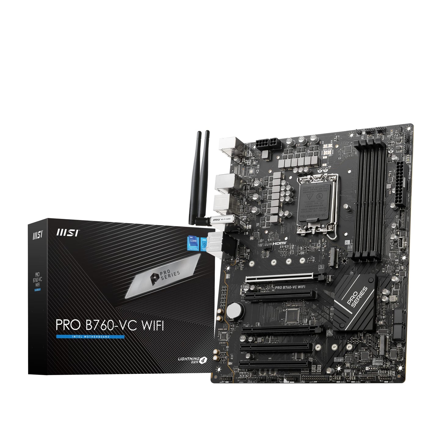 MSI PRO B760-VC WiFi ProSeries Mainboard (Unterstützt Intel Prozessoren der 12./13. Generation, LGA 1700, DDR5, PCIe 4.0, M.2, 2,5 Gbit/s LAN, USB 3.2 Gen2, Wi-Fi 5, ATX) (Generalüberholt)