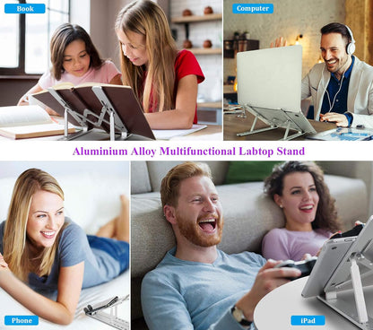 Laptopständer, Laptop-Erhöhung, Computerständer für den Schreibtisch, verstellbarer, faltbarer, tragbarer Desktop-Halter aus Aluminium, kompatibel mit MacBook Air Pro, iPad, Lenovo, 10-15,6" Laptops und Tablets (Silber) 