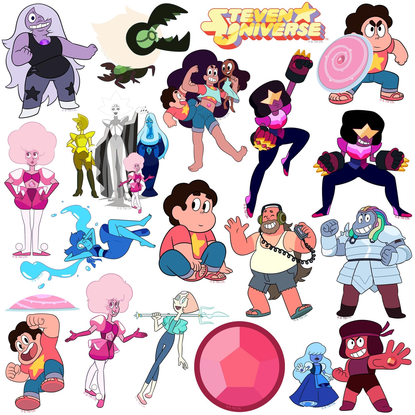 Steven Universe 50er-Pack große Deluxe-Vinylaufkleber – Sortiment für Laptop, Wasserflasche, Scrapbooking, Tablet, Skateboard, drinnen und draußen