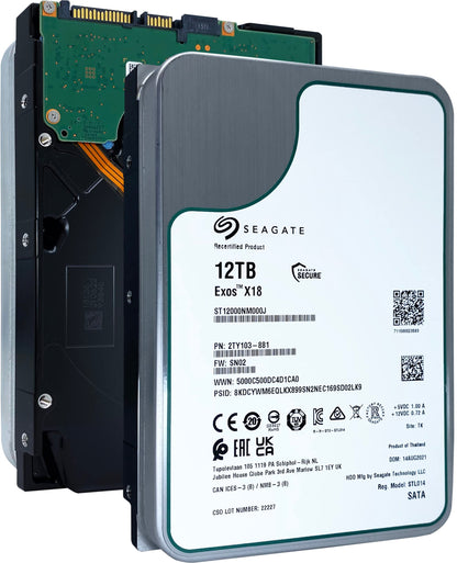 Seagate Exos X18 12 TB 7200 U/min 512e/4Kn SATA 6 Gbit/s 256 MB Cache 3,5-Zoll Enterprise HDD (ST12000NM000J) (Generalüberholt)