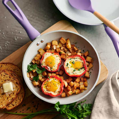 Tramontina Solara 14-teiliges Keramik-Kochgeschirr-Set mit Deckeln, robuste Aluminiumtöpfe und -pfannen mit Antihaftbeschichtung, spülmaschinen- und ofenfest (Lila) 