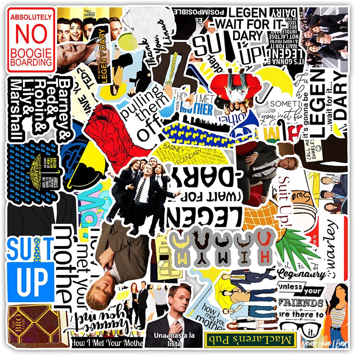 50 Pcs How I Met Your Mother Stickers - Water Bottle, US TV Waterproof Cute Aesthetic Vinyl Laptop Luggage Skateboard Computer Stickers for Teens Girls