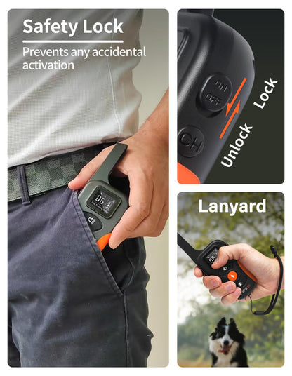 PaiPaitek Antibellhalsband mit Fernbedienung – Automatisches Antibell- und Trainingshalsband mit 1000 m Reichweite, geeignet für mittelgroße bis große Hunde von 18–68 kg – IPX7 wasserdicht