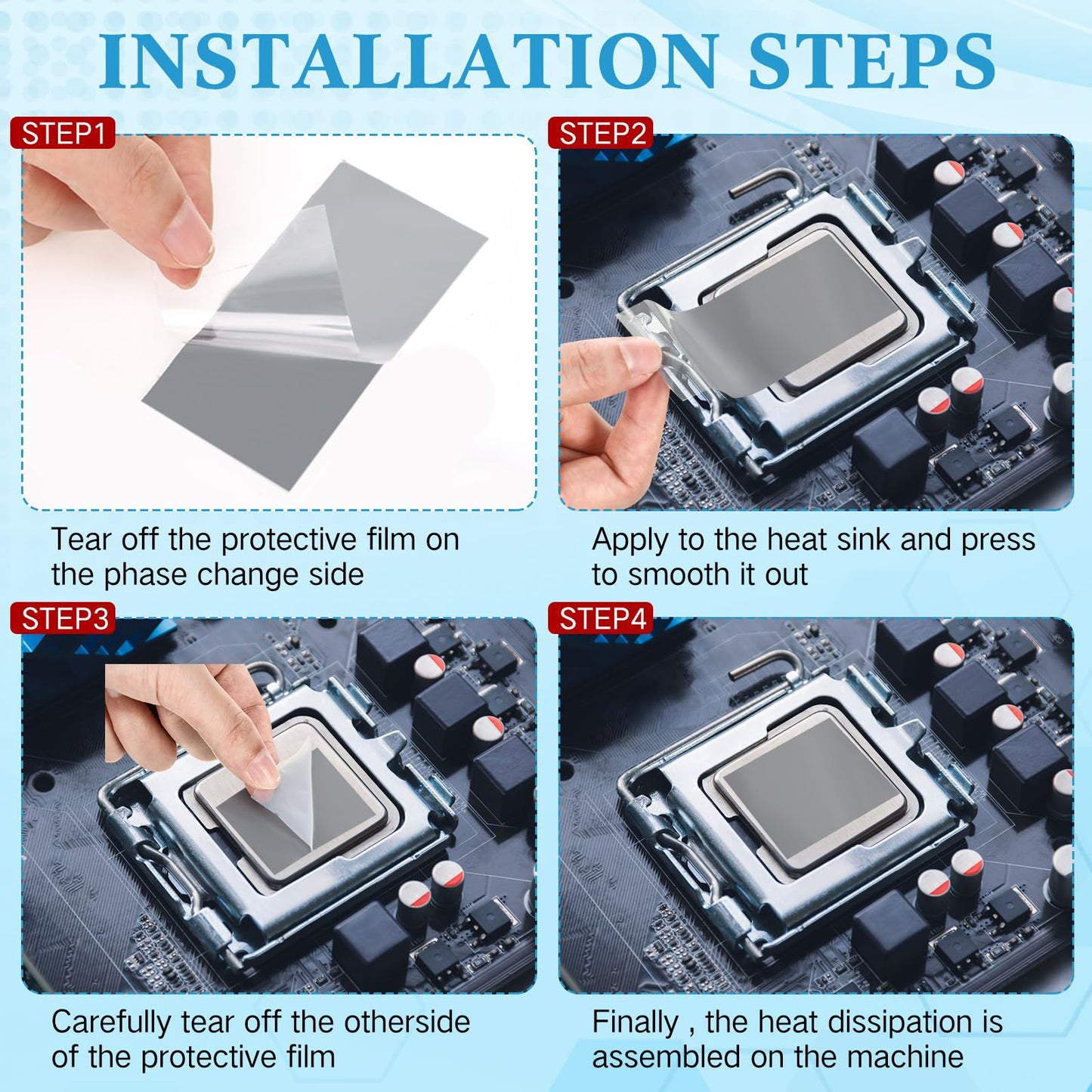 Nuanchu GPU-Wärmeleitpad PTM7950 Phasenwechsel-Wärmeleitpad 8,5 Watt pro Meter pro Kelvin Leitfähige Silikonpaste CPU-Paste für Laptop, Spielekonsole (40 x 80 x 0,2 mm)