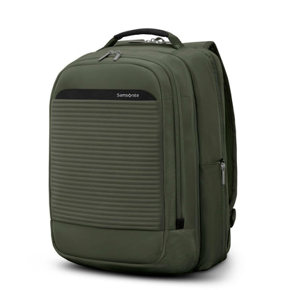Samsonite Paralux 2-in-1 Reiserucksack, umwandelbar in Haupttasche + Notfalltasche, flach zusammenfaltbar, StackIt™-Gurt, Laptopfach &amp; integrierter AirTag™-Halter – Business- &amp; Abenteuerreiserucksack – Olivgrün