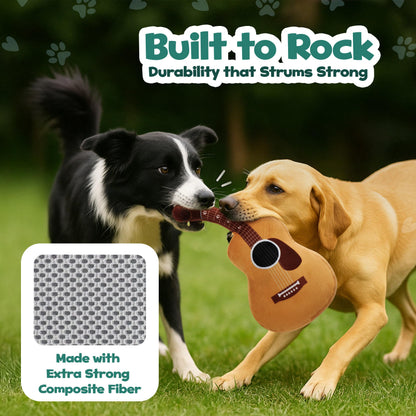 PUPROAR Acoustic Guitar Dog Toy - Christmas & Birthday Dog Gift, Interactive Squeaker & Crinkle, Plush & Cute, Fun Puppy Stocking Stuffer