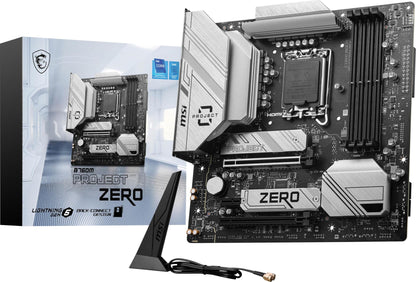 MSI B760M Project Zero Gaming-Motherboard (Unterstützt Intel-Prozessoren der 14./13./12. Generation, LGA 1700, DDR5, PCIe 5.0, M.2-Steckplätze, 2,5 Gbit/s LAN, USB 3.2 Gen2, HDMI/DP, Wi-Fi 6E, Bluetooth 5.3, mATX)