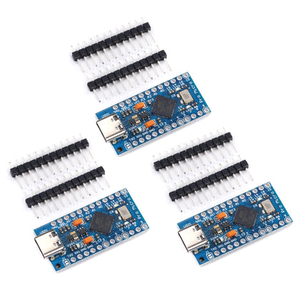 Teyleten Robot Type-C Pro Micro Atmega32U4 5V 16MHz Modulplatine Micro USB Pro Micro Entwicklungsboard Mikrocontroller 3 Stück