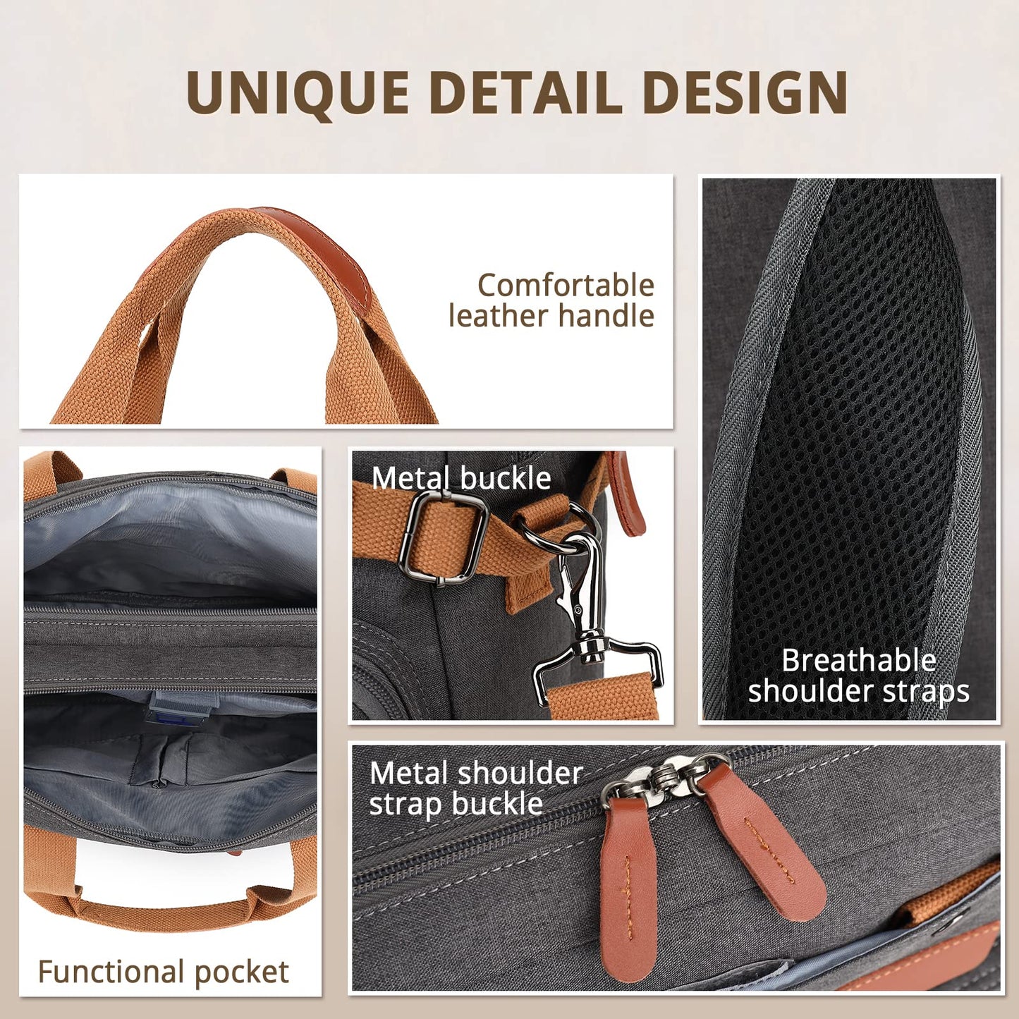 MOLNIA 3-in-1-Laptoptasche für Herren, 17,3-Zoll-Arbeitstasche für Herren, Laptop-Rucksack, Aktentasche, Umhängetasche, Computertasche für Laptops für Damen und Herren, Schwarz 