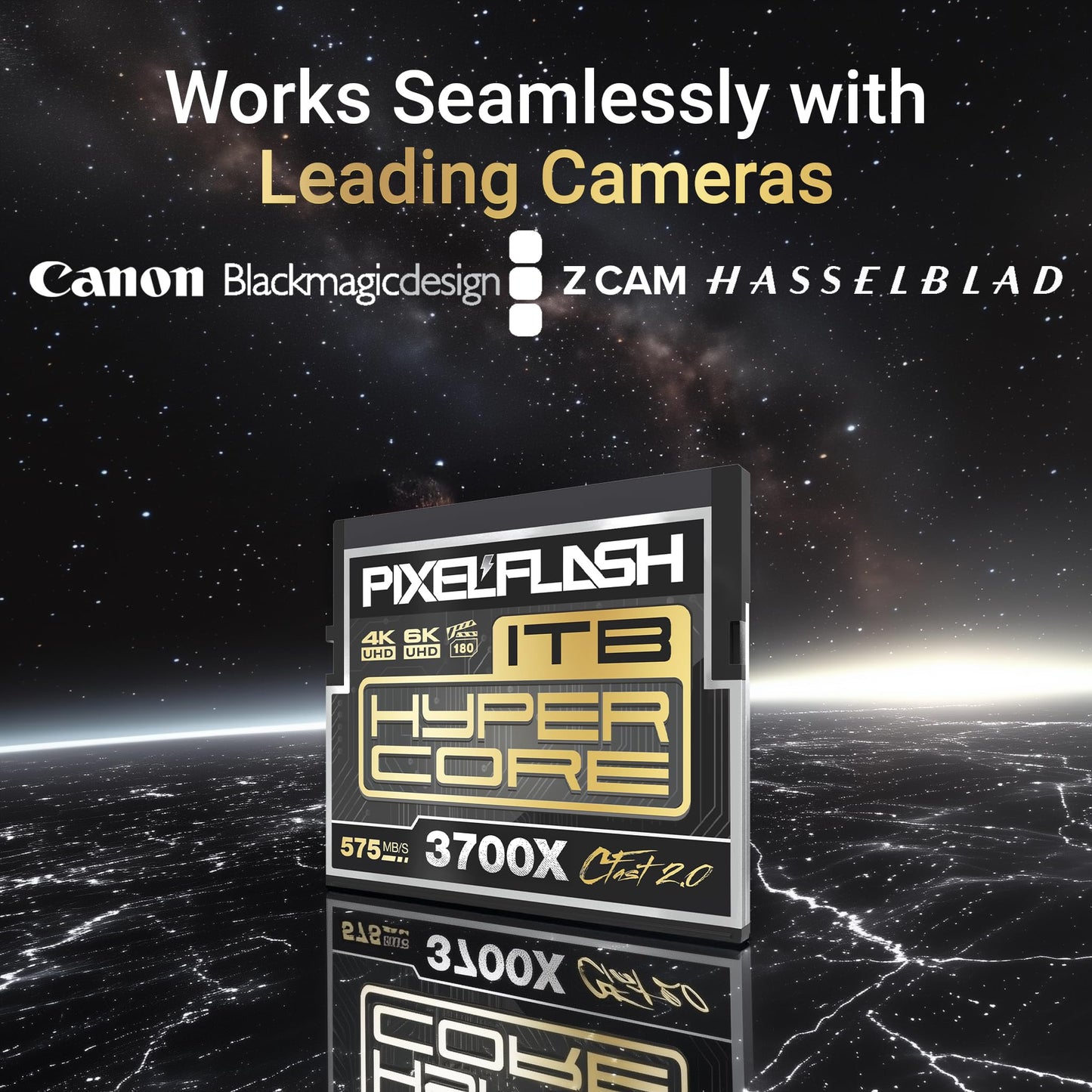PixelFlash 1 TB CFast 2.0 Karte 3700X HyperCore 575 MB/s SATA3 VPG180, CFast-Karte für DSLR-Kameras, Video- und Fotokameras, laborgeprüft, zertifizierter Flash-Speicher, 1 TB, Modell 2025