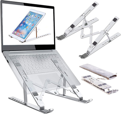 Laptopständer, Laptop-Erhöhung, Computerständer für den Schreibtisch, verstellbarer, faltbarer, tragbarer Desktop-Halter aus Aluminium, kompatibel mit MacBook Air Pro, iPad, Lenovo, 10-15,6" Laptops und Tablets (Silber) 