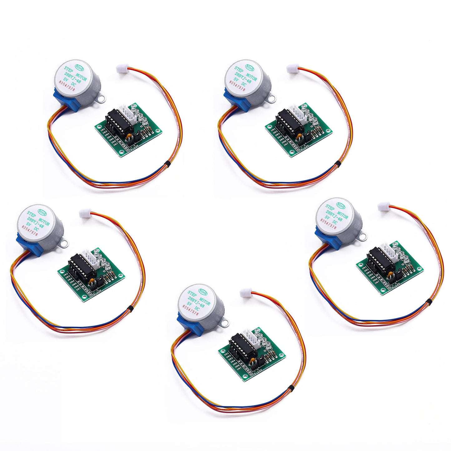 Teyleten Robot 5pcs ULN2003 28BYJ 48 5V 4-Phase Stepper Motor with 5V Stepper Drive Board for Arduino PI PIC Raspberry Pi