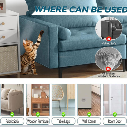 [Verdicktes Vinyl] Möbelschutz gegen Katzenkratzer, 411 x 38 cm (162" x 15") Couchschutz gegen Katzenkrallen, einseitig selbstklebender Möbelschutz gegen Kratzer, extra große Größe schützt mehr Möbel + 50 Befestigungsmaterial