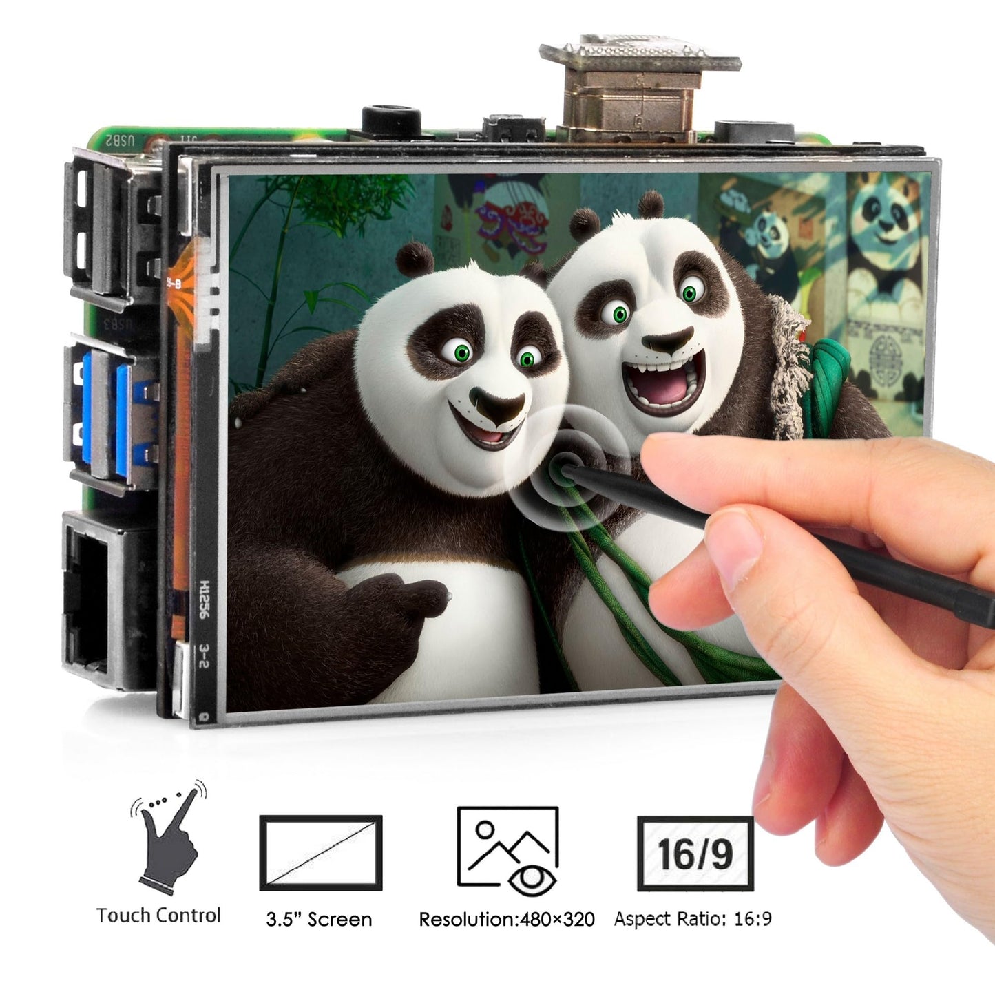 OSOYOO 3,5-Zoll-HDMI-LCD-Touchscreen-Monitor (TFT, 480 x 320 Pixel) für Raspberry Pi 5, 4, 3, Modell B, B+ und 2 mit Stift