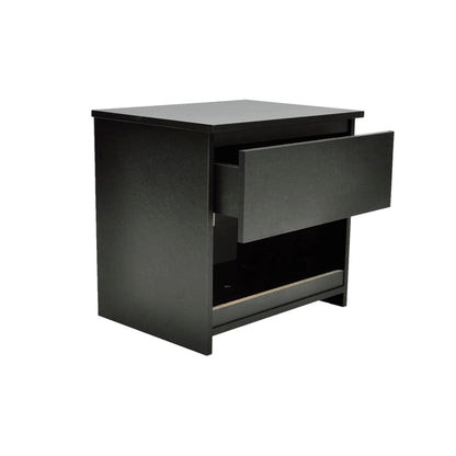 vidaXL Tables de chevet 2 pcs avec 1 tiroir Noir