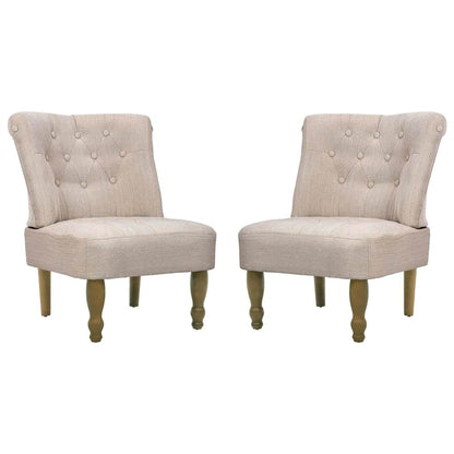 vidaXL Französische Stühle 2 Stk. Creme Stoff