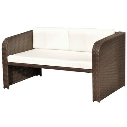 vidaXL 4-tlg. Garten-Lounge-Set mit Auflagen Poly Rattan Braun
