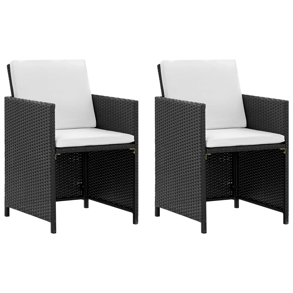 vidaXL 5-tlg. Garten-Essgruppe mit Auflagen Poly Rattan Schwarz