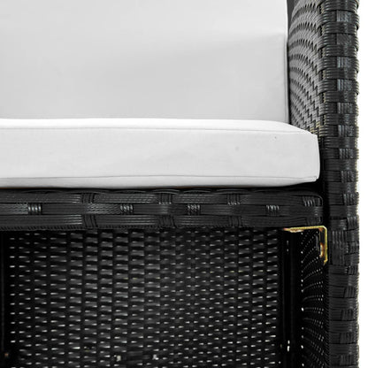 vidaXL 5-tlg. Garten-Essgruppe mit Auflagen Poly Rattan Schwarz
