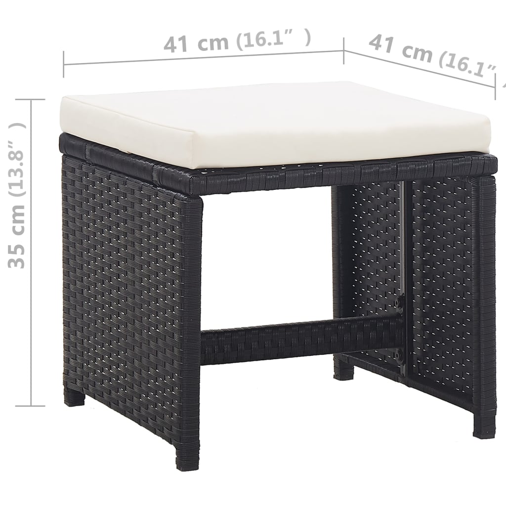 vidaXL 5-tlg. Garten-Essgruppe mit Auflagen Poly Rattan Schwarz