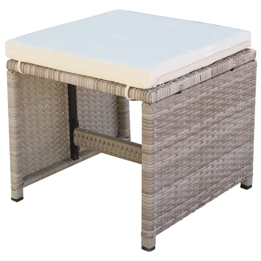 vidaXL 5-tlg. Garten-Essgruppe mit Auflagen Poly Rattan Beige