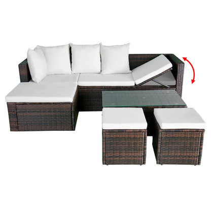 vidaXL 4-tlg. Garten-Lounge-Set mit Auflagen Poly Rattan Braun