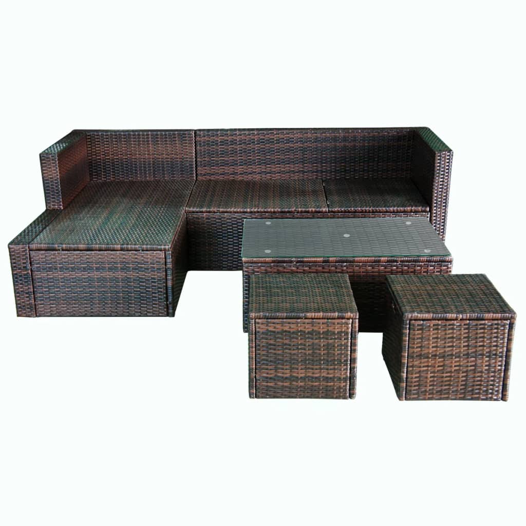 vidaXL 4-tlg. Garten-Lounge-Set mit Auflagen Poly Rattan Braun