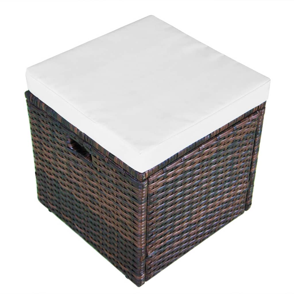 vidaXL 4-tlg. Garten-Lounge-Set mit Auflagen Poly Rattan Braun