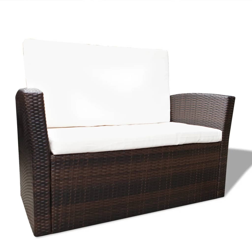vidaXL Ensemble de salon de jardin 4 pcs avec coussins résine tressée marron