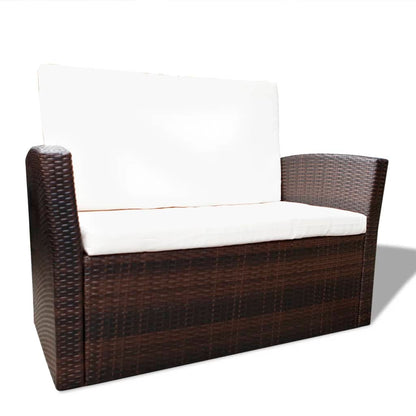 vidaXL Ensemble de salon de jardin 4 pcs avec coussins résine tressée marron