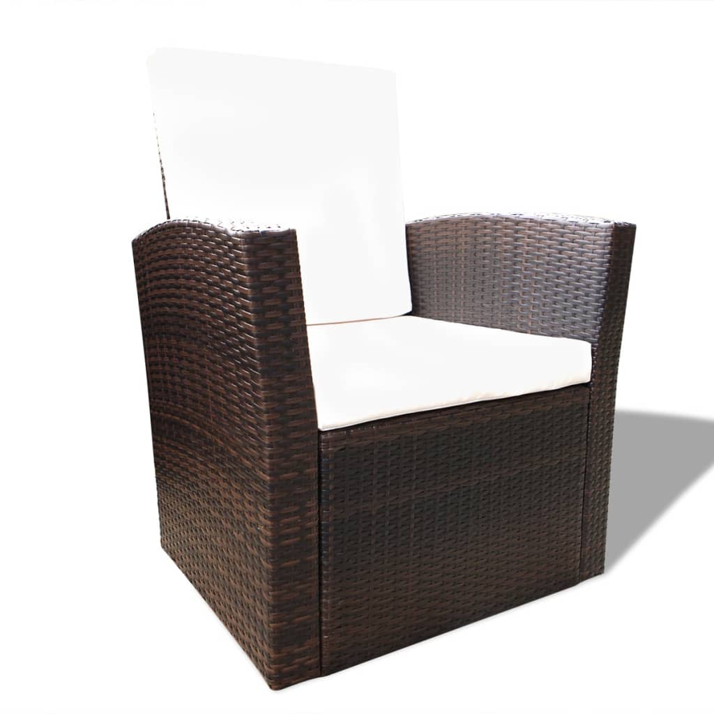 vidaXL Ensemble de salon de jardin 4 pcs avec coussins résine tressée marron