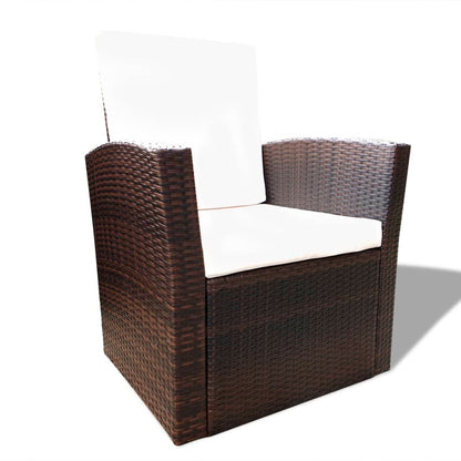 vidaXL Ensemble de salon de jardin 4 pcs avec coussins résine tressée marron