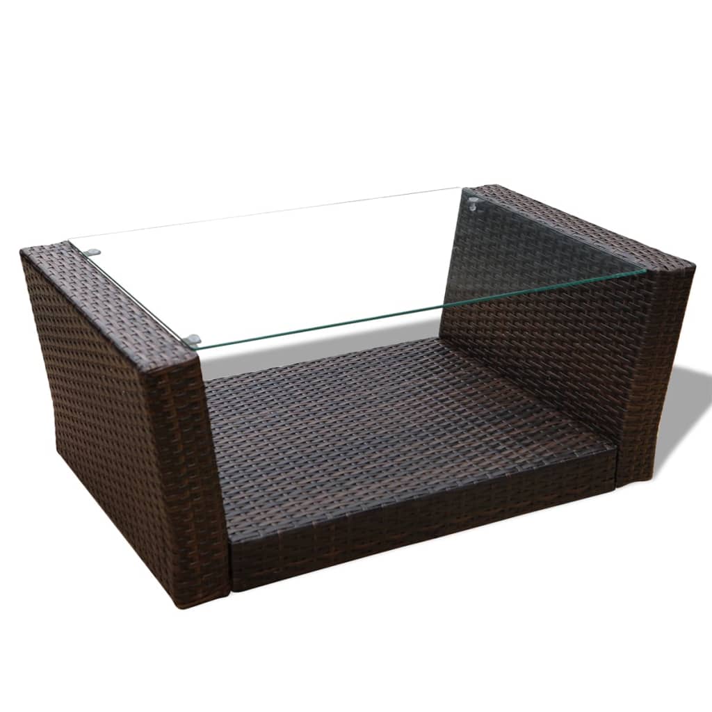 vidaXL Ensemble de salon de jardin 4 pcs avec coussins résine tressée marron