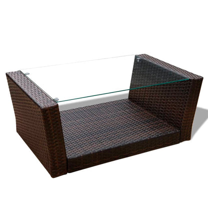 vidaXL Ensemble de salon de jardin 4 pcs avec coussins résine tressée marron