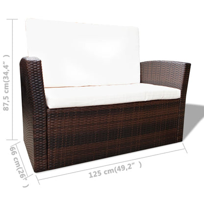 vidaXL Ensemble de salon de jardin 4 pcs avec coussins résine tressée marron