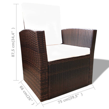 vidaXL Ensemble de salon de jardin 4 pcs avec coussins résine tressée marron