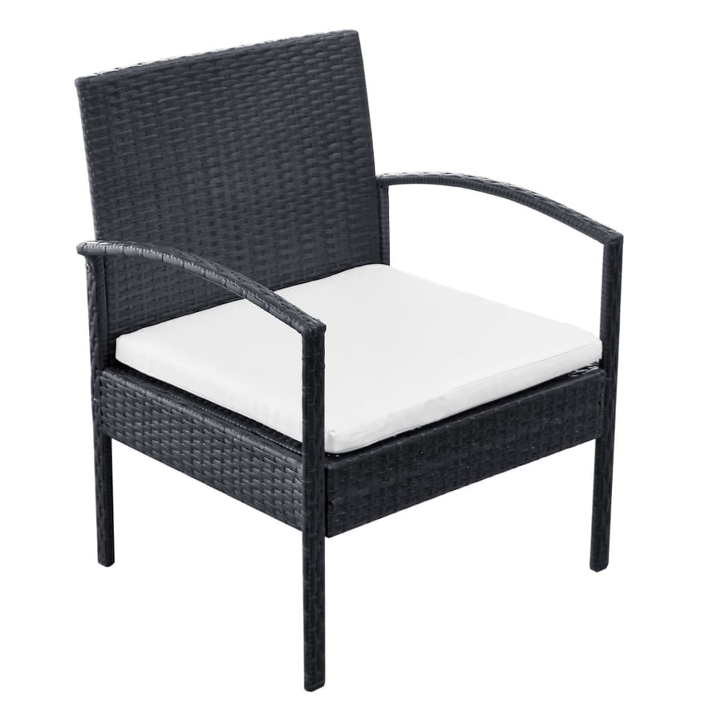 vidaXL 4-tlg. Garten-Lounge-Set mit Auflagen Poly Rattan Schwarz