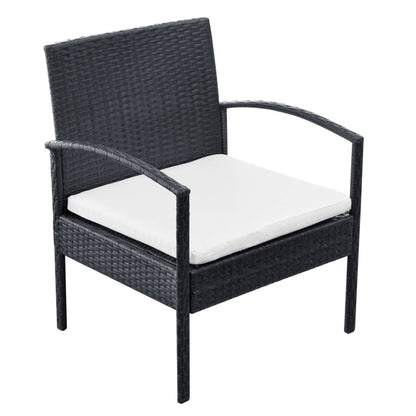 vidaXL 4-tlg. Garten-Lounge-Set mit Auflagen Poly Rattan Schwarz