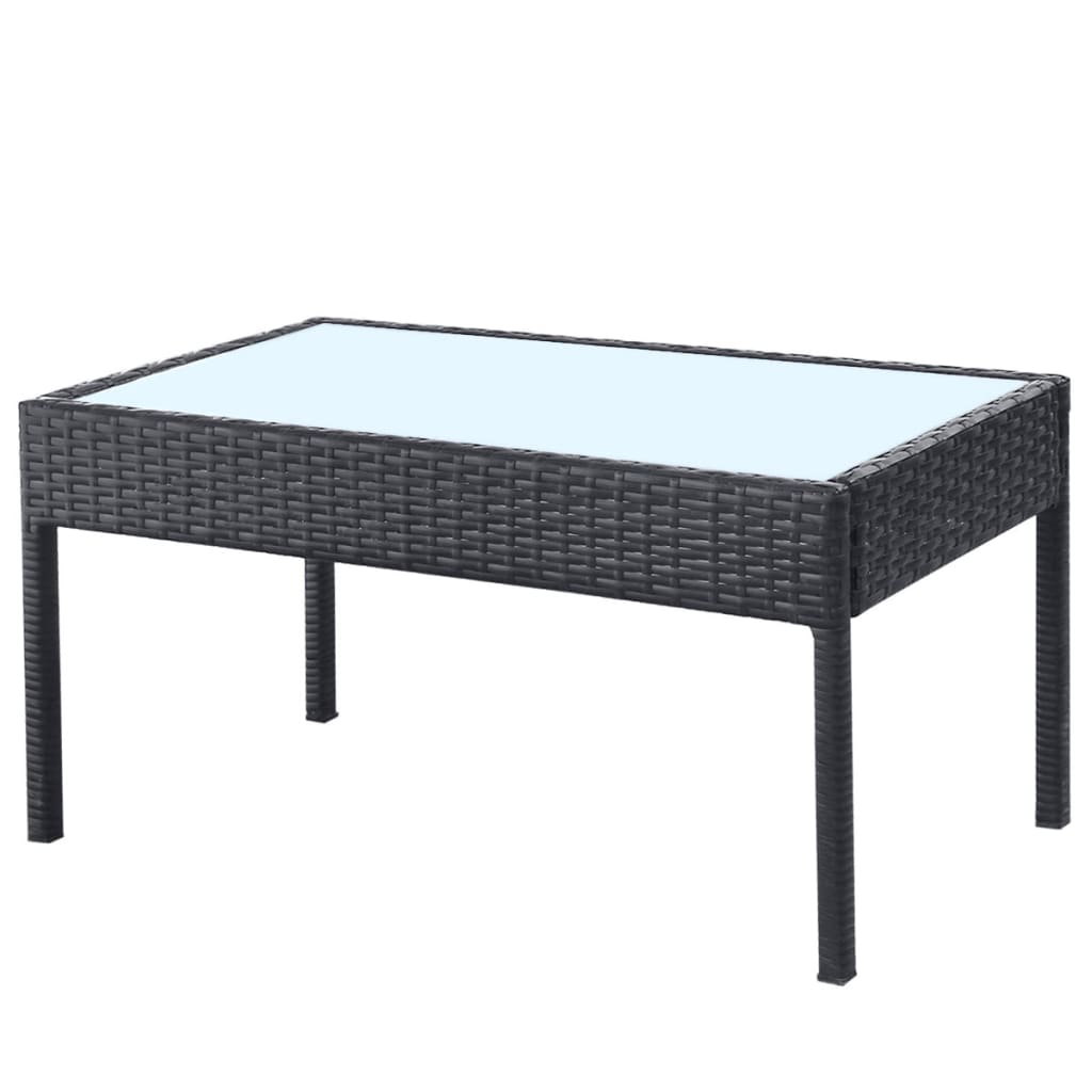 vidaXL 4-tlg. Garten-Lounge-Set mit Auflagen Poly Rattan Schwarz