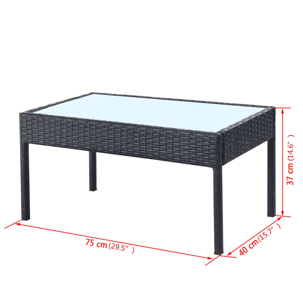 vidaXL 4-tlg. Garten-Lounge-Set mit Auflagen Poly Rattan Schwarz