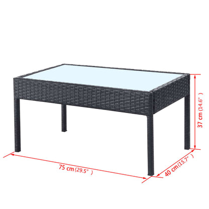 vidaXL 4-tlg. Garten-Lounge-Set mit Auflagen Poly Rattan Schwarz